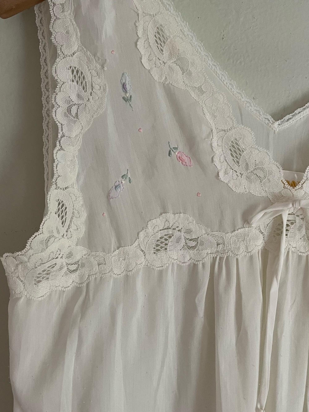 Women's Lace-Trim Cotton Nightgown in Ivory - Picture 3 of 9